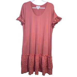 Rachel Parcell Dusty Rose Eyelet Midi Dress